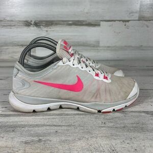 Nike Womens Flex Supreme Tr 4 Running Shoes White Pink 819026-100 Lace Up Size 7